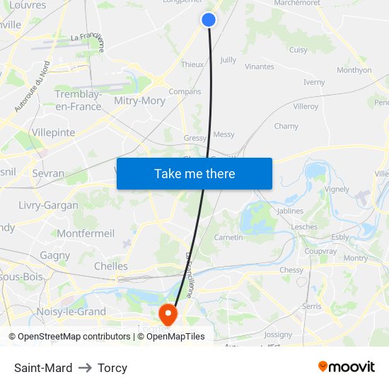Saint-Mard to Torcy map