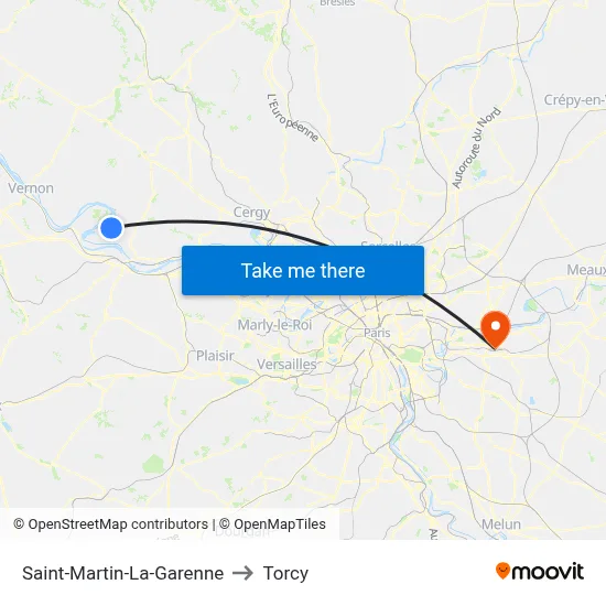 Saint-Martin-La-Garenne to Torcy map