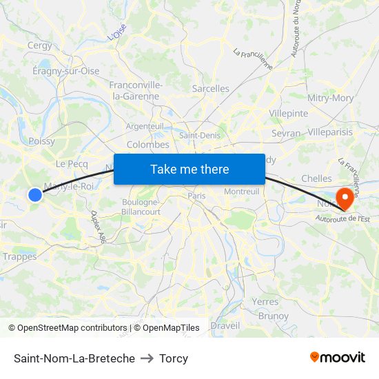 Saint-Nom-La-Breteche to Torcy map