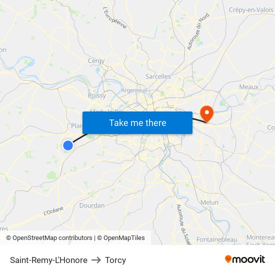 Saint-Remy-L'Honore to Torcy map