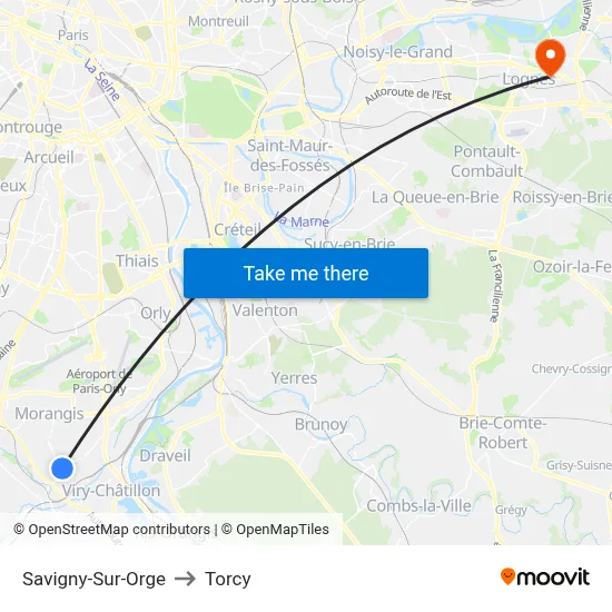 Savigny-Sur-Orge to Torcy map