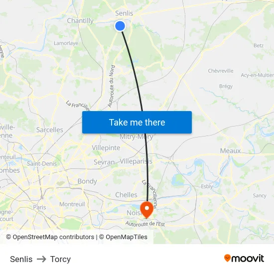 Senlis to Torcy map