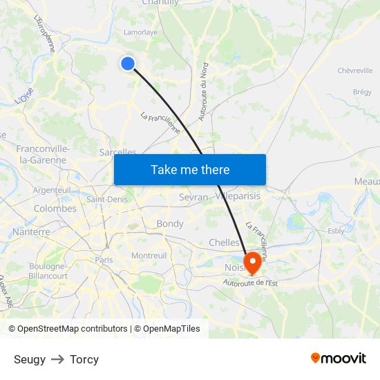 Seugy to Torcy map