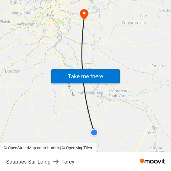 Souppes-Sur-Loing to Torcy map