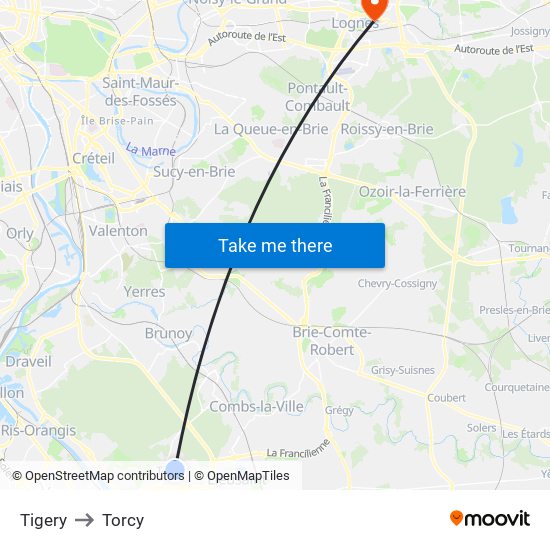Tigery to Torcy map