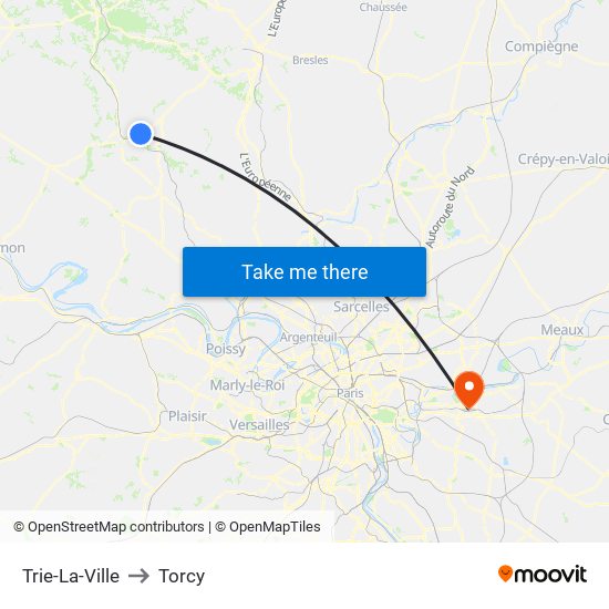 Trie-La-Ville to Torcy map