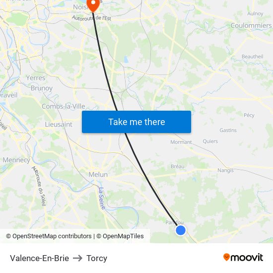 Valence-En-Brie to Torcy map