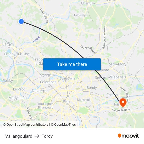 Vallangoujard to Torcy map