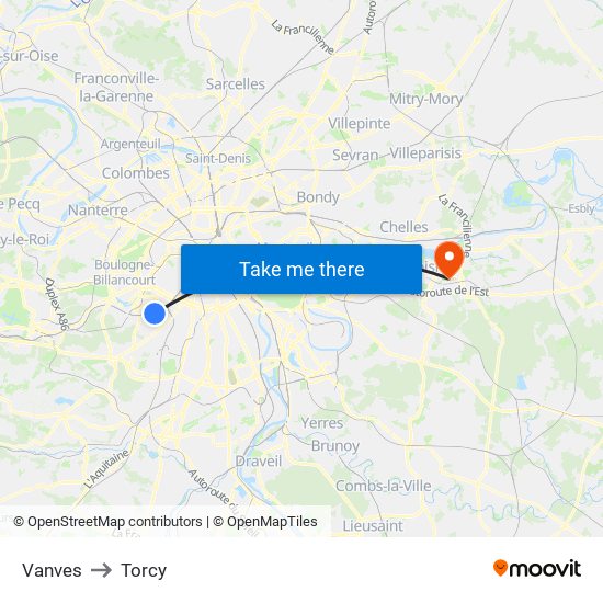 Vanves to Torcy map