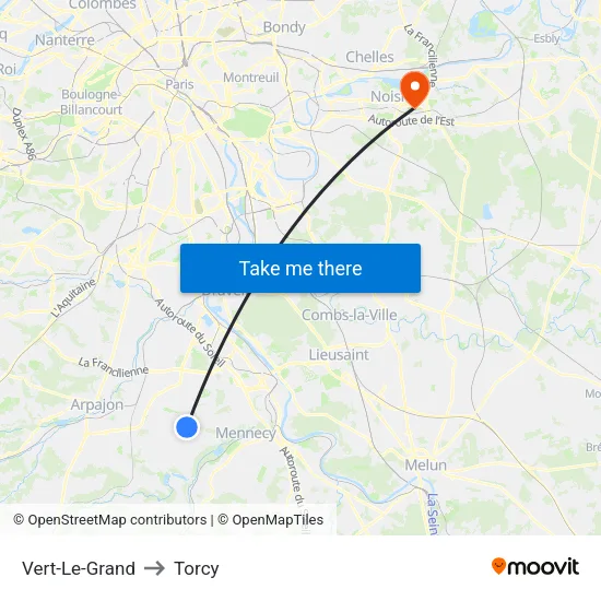 Vert-Le-Grand to Torcy map