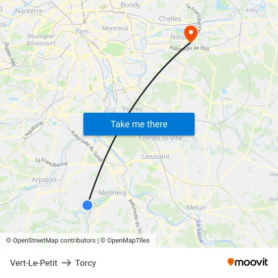 Vert-Le-Petit to Torcy map