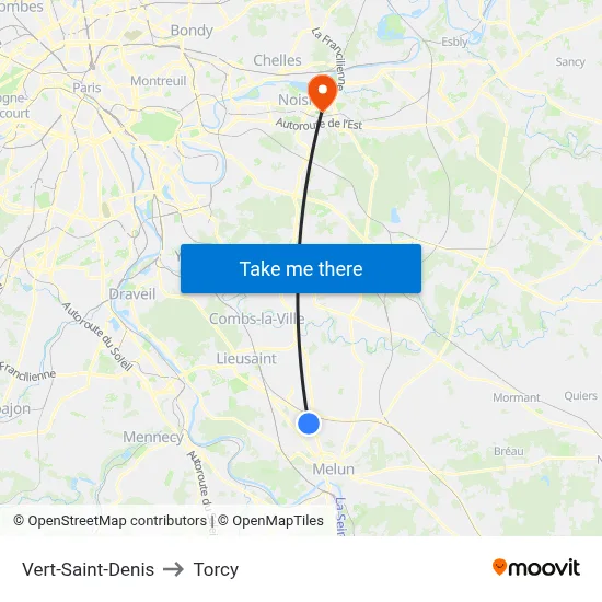 Vert-Saint-Denis to Torcy map