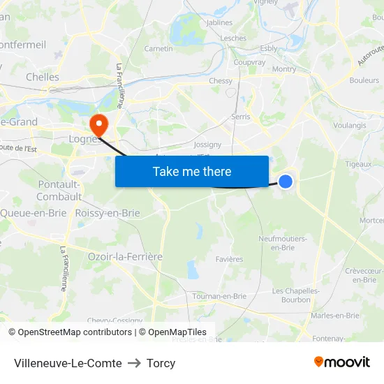 Villeneuve-Le-Comte to Torcy map