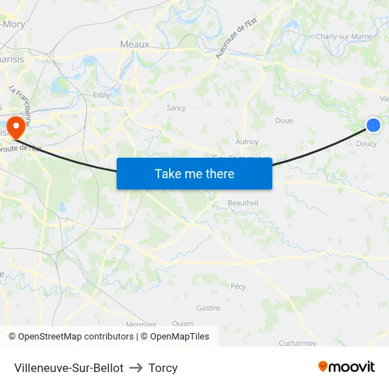 Villeneuve-Sur-Bellot to Torcy map