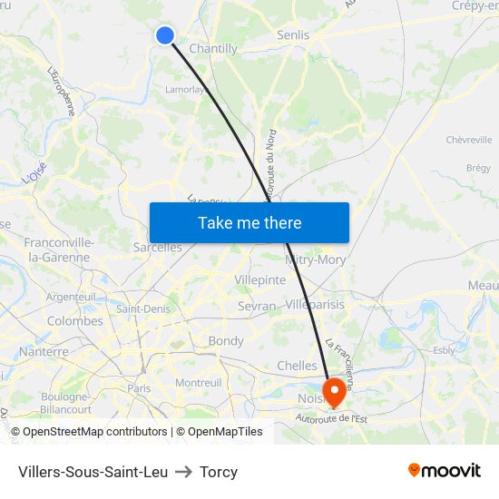 Villers-Sous-Saint-Leu to Torcy map