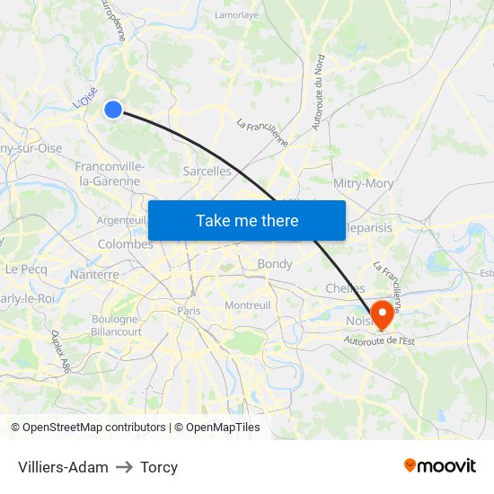 Villiers-Adam to Torcy map