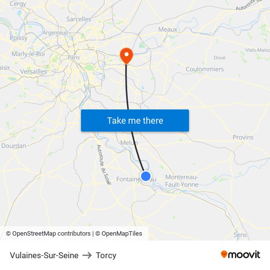 Vulaines-Sur-Seine to Torcy map