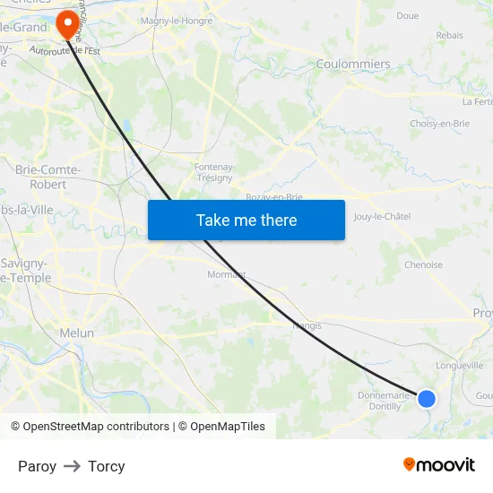 Paroy to Torcy map