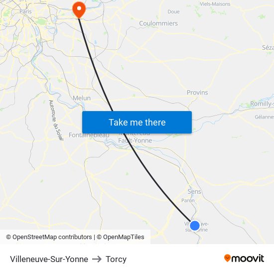 Villeneuve-Sur-Yonne to Torcy map