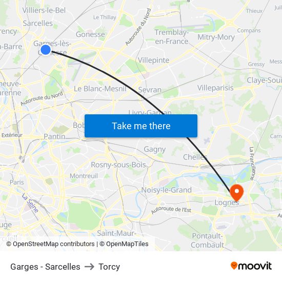 Garges - Sarcelles to Torcy map