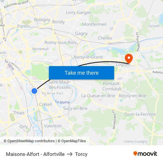 Maisons-Alfort - Alfortville to Torcy map