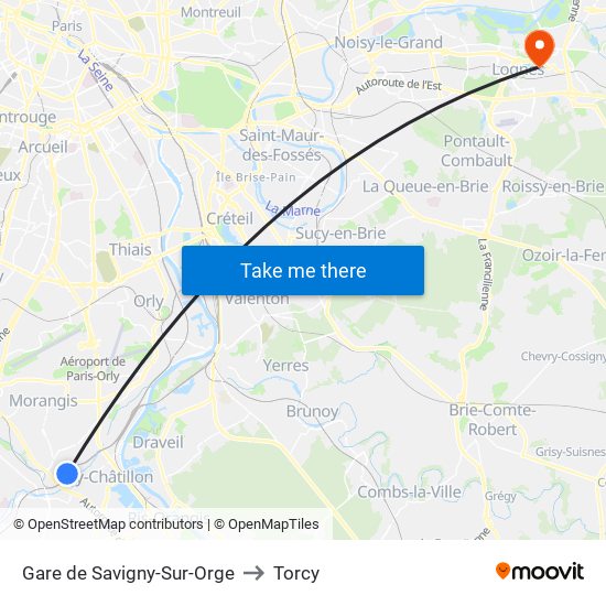 Gare de Savigny-Sur-Orge to Torcy map