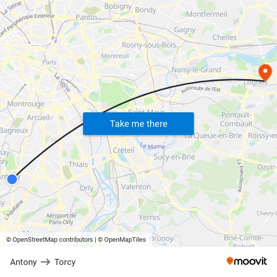 Antony to Torcy map