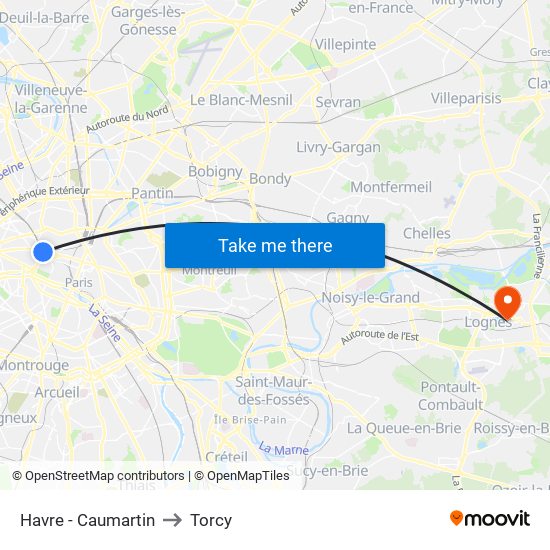 Havre - Caumartin to Torcy map