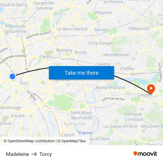 Madeleine to Torcy map