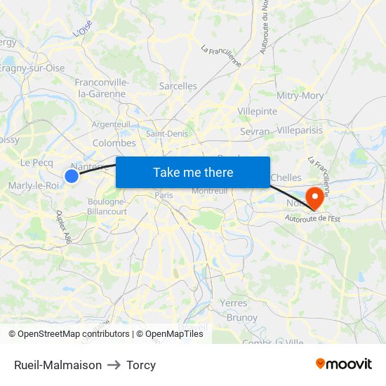 Rueil-Malmaison to Torcy map