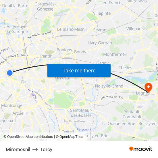 Miromesnil to Torcy map