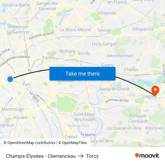 Champs-Élysées - Clemenceau to Torcy map