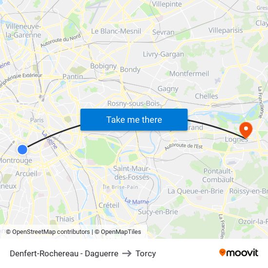 Denfert-Rochereau - Daguerre to Torcy map