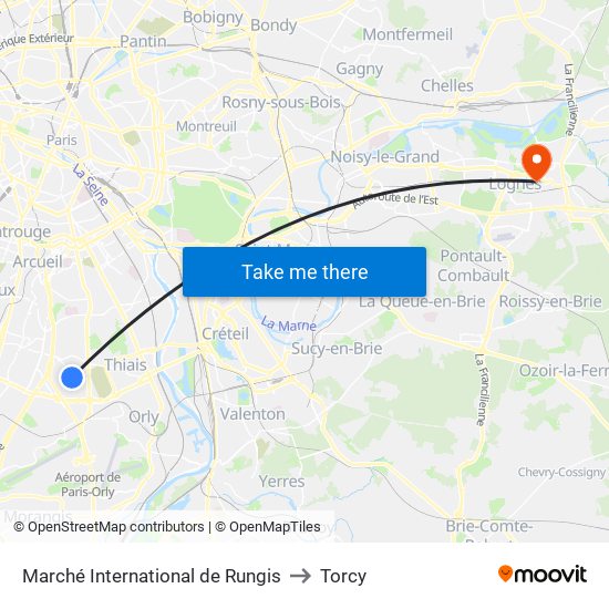 Marché International de Rungis to Torcy map