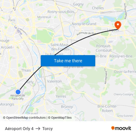 Aéroport Orly 4 to Torcy map