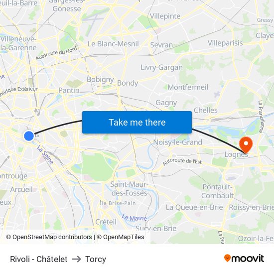 Rivoli - Châtelet to Torcy map