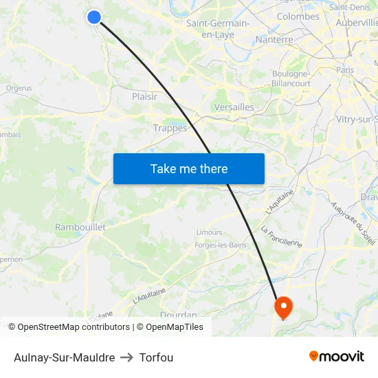 Aulnay-Sur-Mauldre to Torfou map