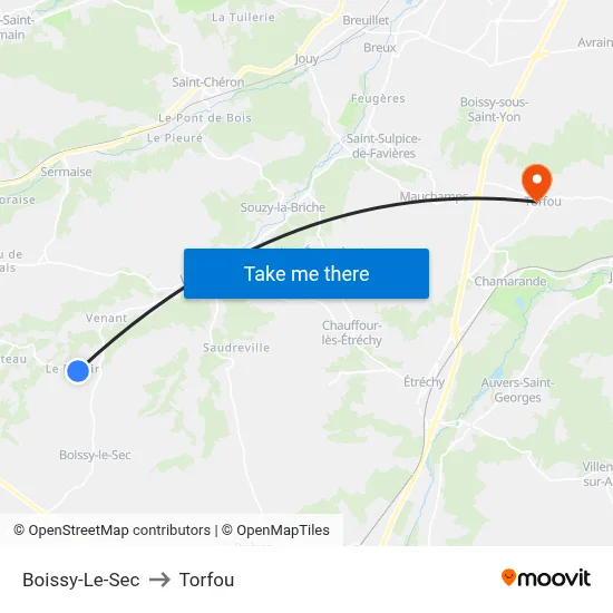 Boissy-Le-Sec to Torfou map