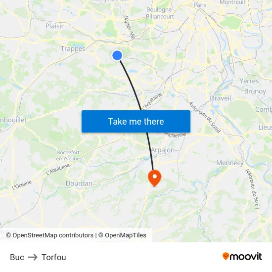 Buc to Torfou map