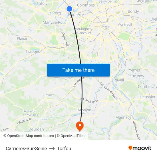 Carrieres-Sur-Seine to Torfou map