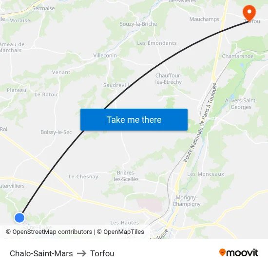 Chalo-Saint-Mars to Torfou map