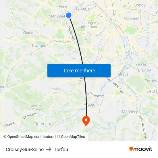 Croissy-Sur-Seine to Torfou map