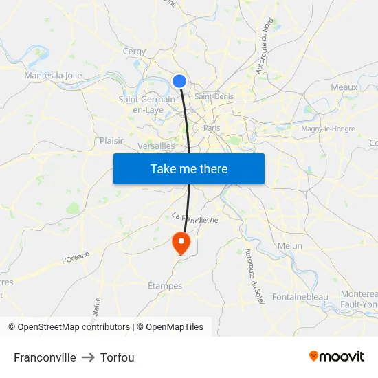 Franconville to Torfou map