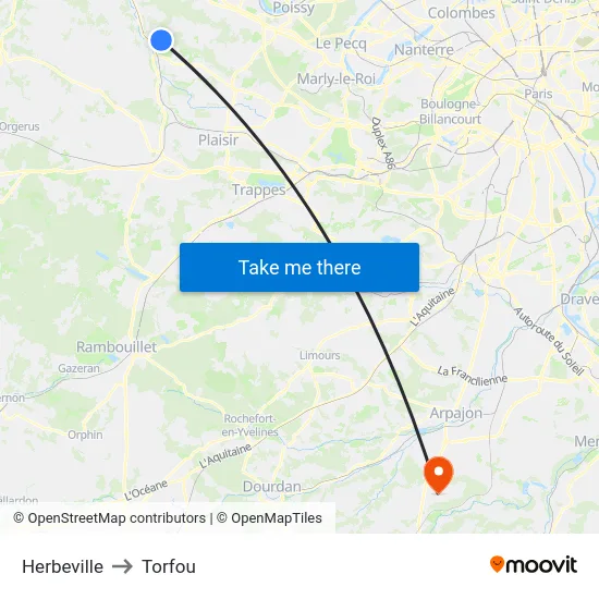 Herbeville to Torfou map