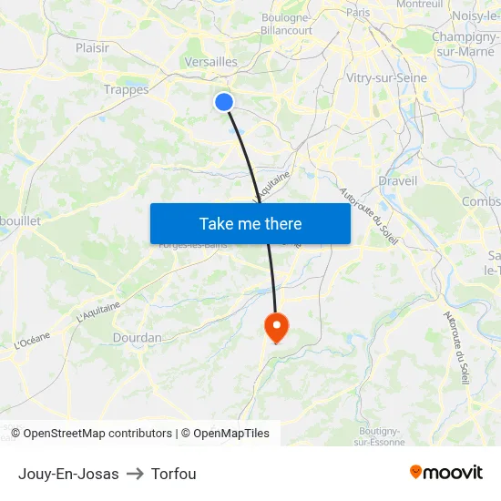 Jouy-En-Josas to Torfou map