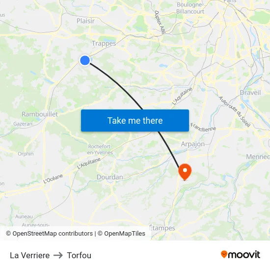 La Verriere to Torfou map