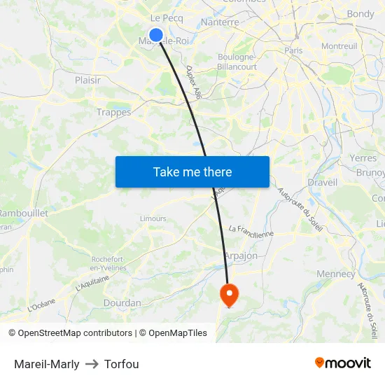Mareil-Marly to Torfou map