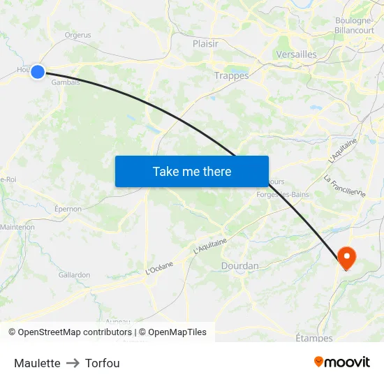 Maulette to Torfou map