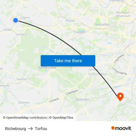 Richebourg to Torfou map