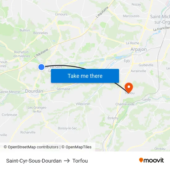 Saint-Cyr-Sous-Dourdan to Torfou map